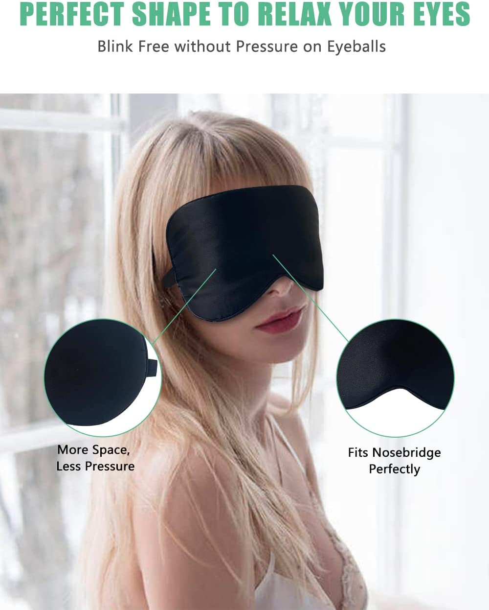 Silk Sleep Mask 2 Pack 100% Real Natural Pure Silk Eye Mask with Adjustable Strap Eye Mask for Sleeping