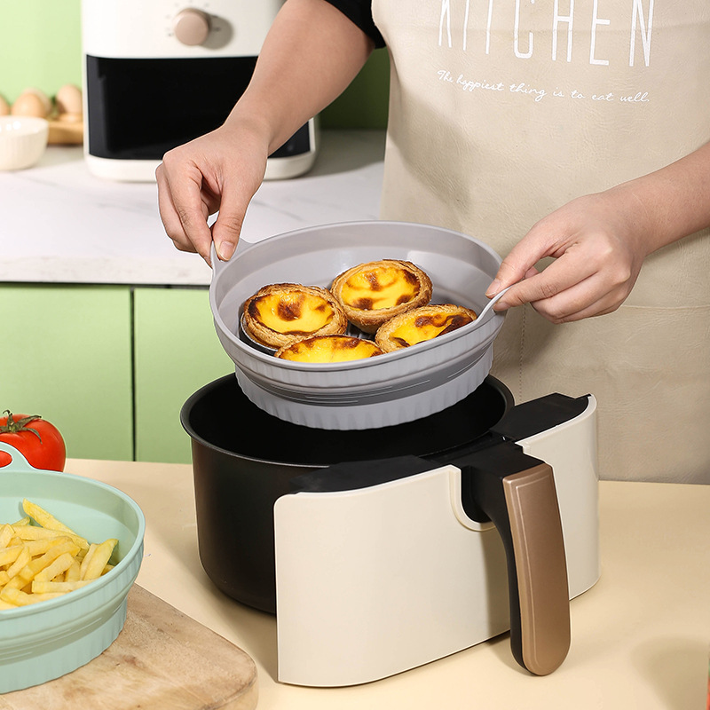 Collapsible silicone household air fryer baking bowl High temperature oven microwave cake tin