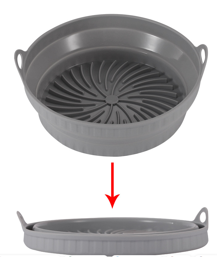 Collapsible silicone household air fryer baking bowl High temperature oven microwave cake tin