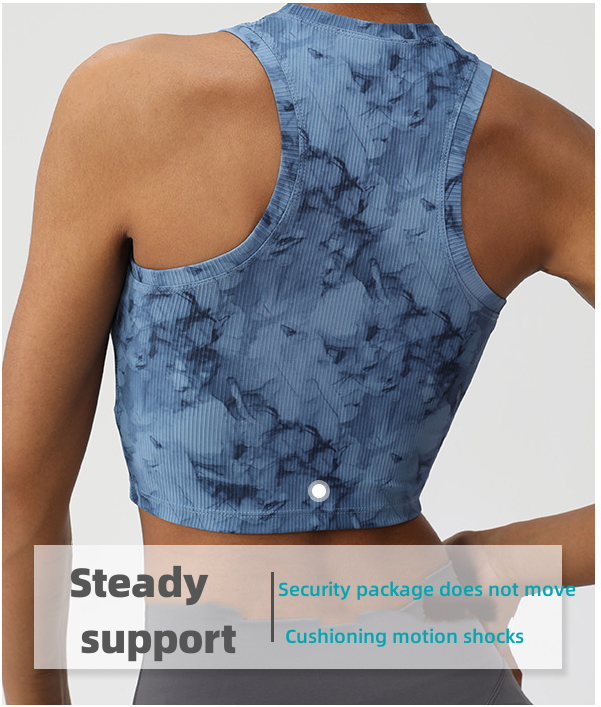Printed tie dye yoga vest for women lulu Beauty Back Yoga Dress for women ribbed high neck Yoga bra