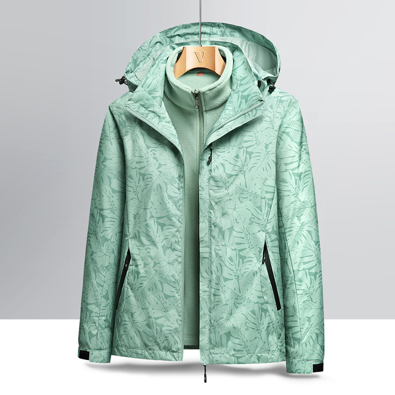 Outdoor 3-in-1 hardshell jacket for male and female couples with removable inner liner