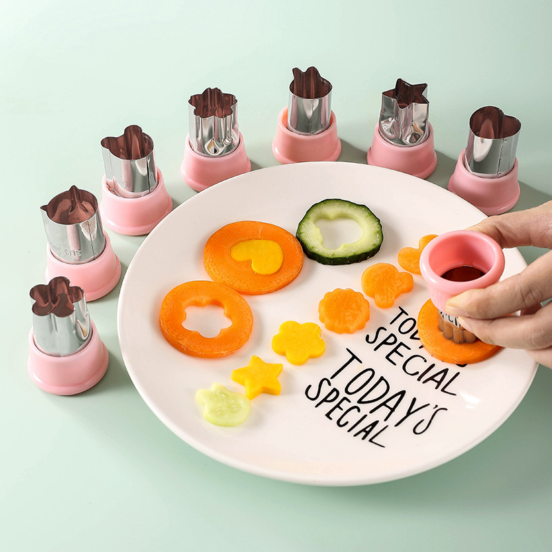 Stainless steel fruit flower cutter Cartoon animal Chaos vegetable butterfly face printed baby food mold