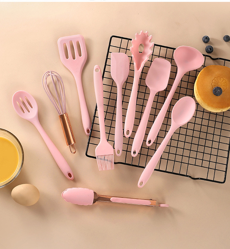 Mini silicone kitchenware set 10-piece non-stick pan spatula Colander spatula