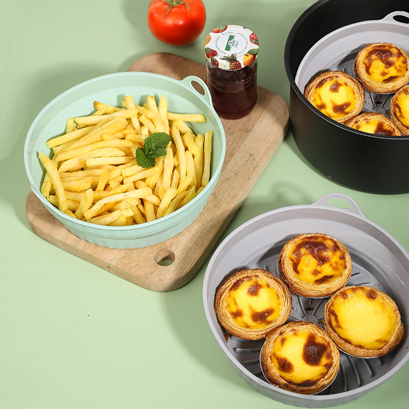Collapsible silicone household air fryer baking bowl High temperature oven microwave cake tin