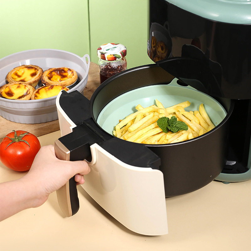 Collapsible silicone household air fryer baking bowl High temperature oven microwave cake tin