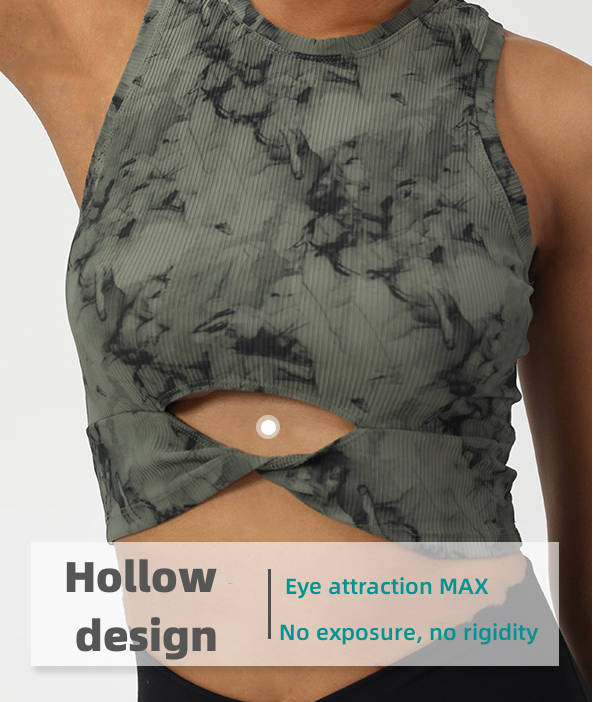 Printed tie dye yoga vest for women lulu Beauty Back Yoga Dress for women ribbed high neck Yoga bra