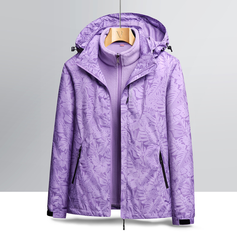 Outdoor 3-in-1 hardshell jacket for male and female couples with removable inner liner
