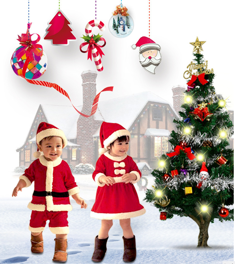 Children's Christmas costumes Boys and girls Christmas costumes 3 pieces on sale