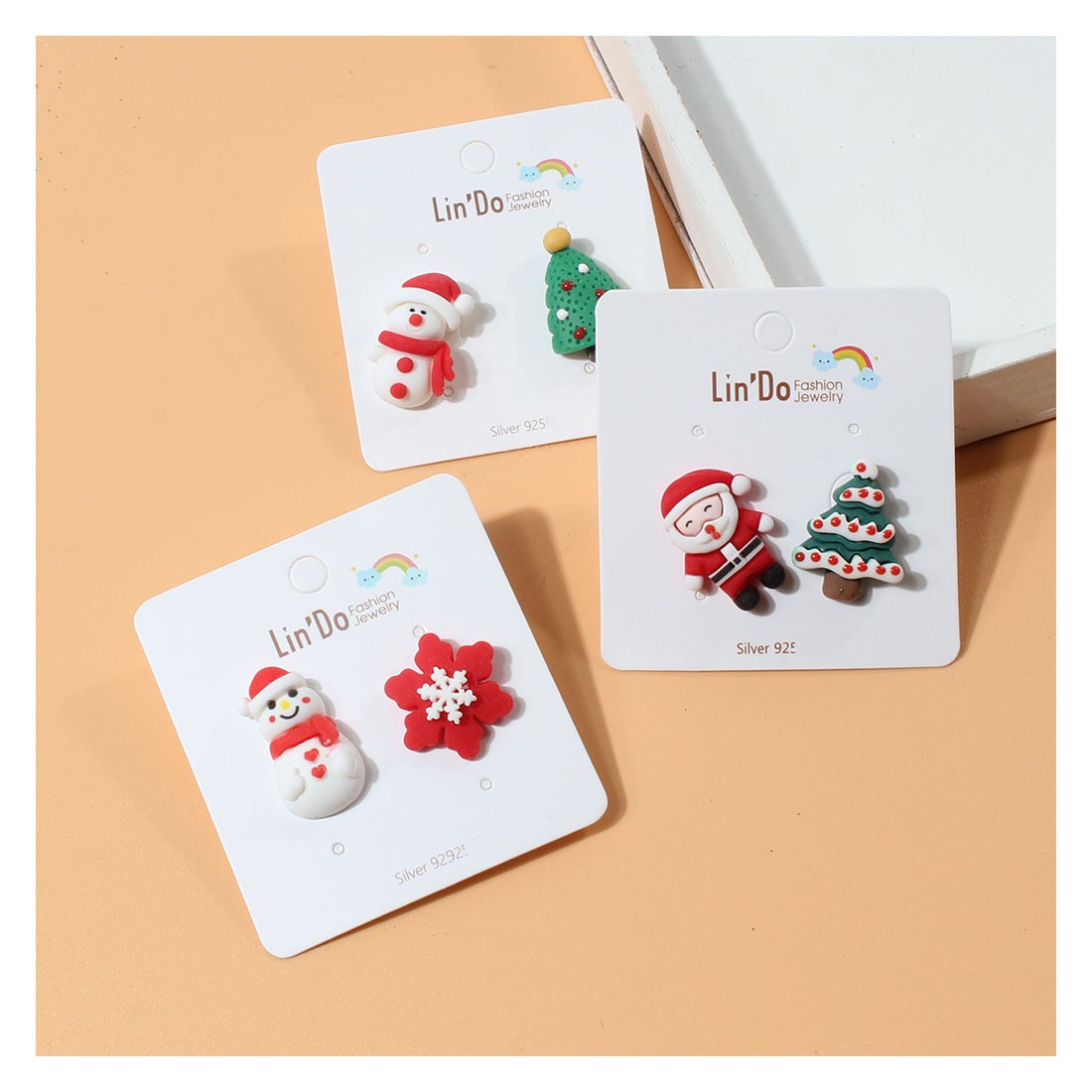 Christmas season multi silver needle earrings female fashion snowman Christmas tree earrings/Available from 2 pieces