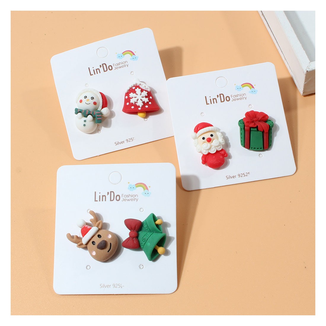 Christmas season multi silver needle earrings female fashion snowman Christmas tree earrings/Available from 2 pieces