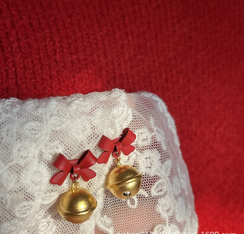 Christmas gift bell red earrings bow girly heart everything with simple earrings