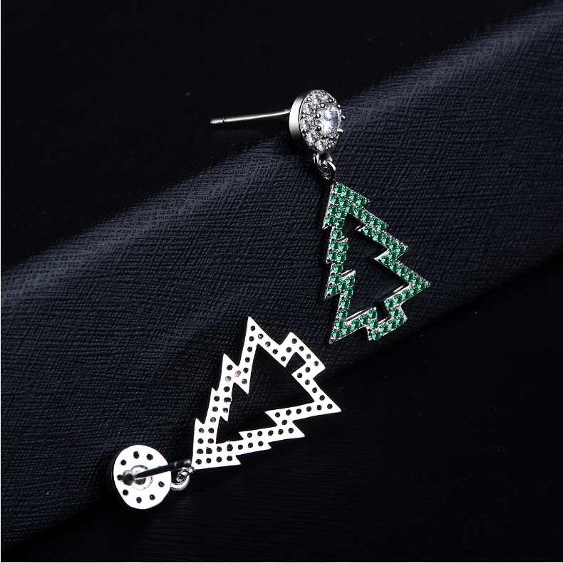 Zircon Christmas tree earrings feminine personality simple all-matching earrings super fairy earrings