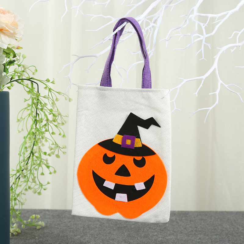 Halloween linen tote bag Candy bag Halloween pumpkin bag jewelry gift bag