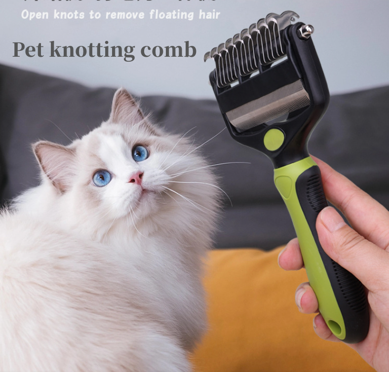 Pet double-sided knotted comb 2-in-1 Cat comb Dog grooming Shaker Hair removal shaker thin comb  article