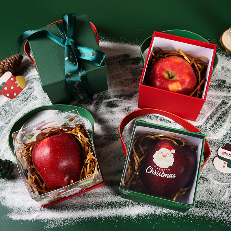 Christmas apple box Christmas Eve transparent gift box Empty box Christmas candy gift box