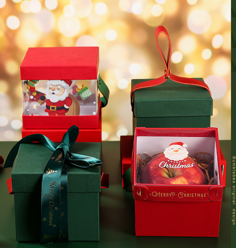 Christmas apple box Christmas Eve transparent gift box Empty box Christmas candy gift box