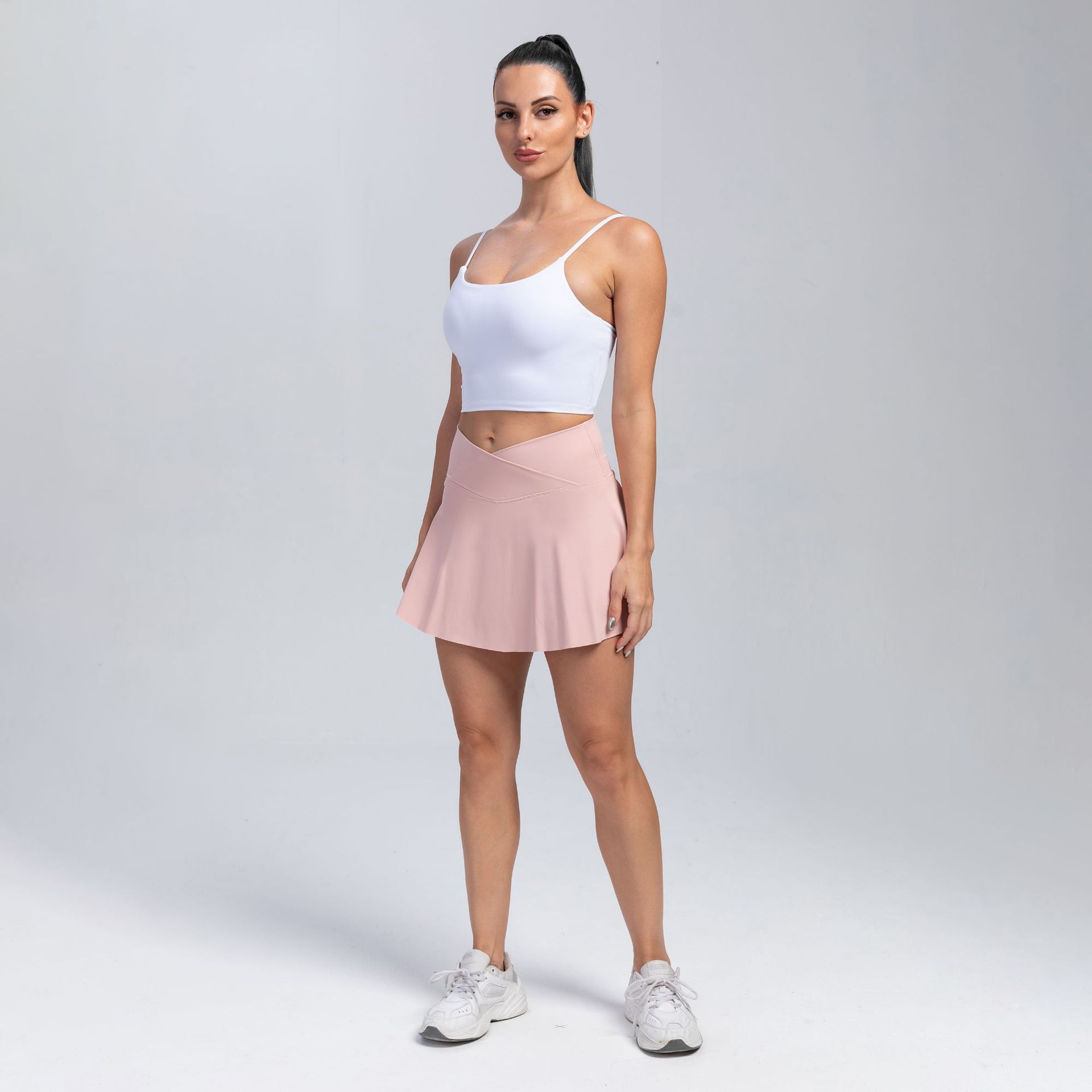 Yoga short skirt - Fake two culottes - Sports tennis shorts - Fitness running short culottes - high waist pocket women