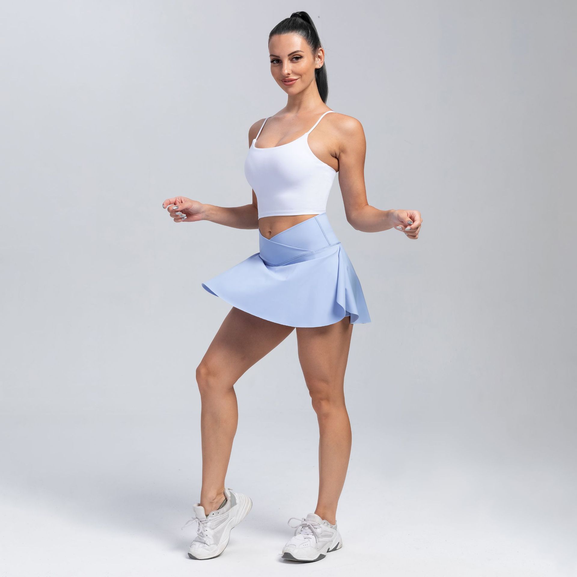 Yoga short skirt - Fake two culottes - Sports tennis shorts - Fitness running short culottes - high waist pocket women