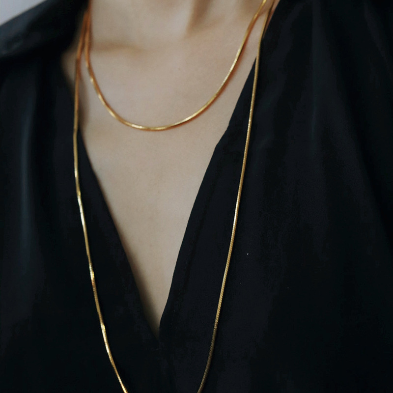 Europe and the United States niche -S925 sterling silver super long snake bone chain necklace - sweater chain