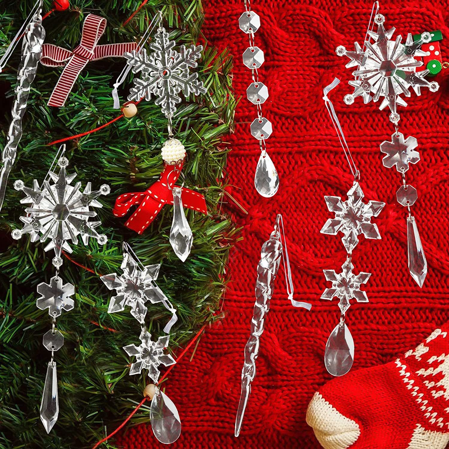 Christmas Decorations - Christmas Ice Bar - Transparent Snow Ice Edge - Acrylic fake ice pick 2pes