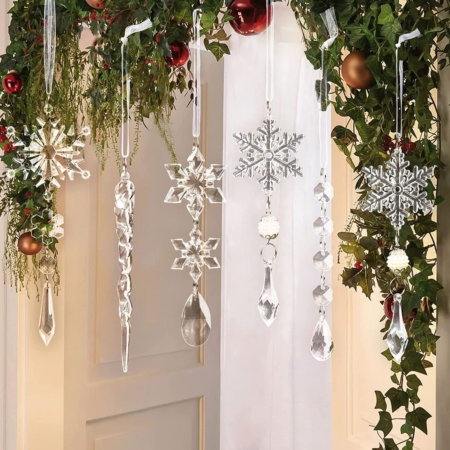 Christmas Decorations - Christmas Ice Bar - Transparent Snow Ice Edge - Acrylic fake ice pick 2pes