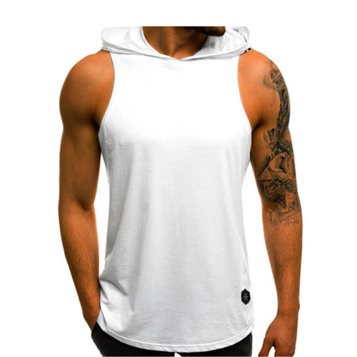 Men's Sleeveless Hoodie T-Shirt Muscle Sweatshirt Summer Cool Hoodie Top Gym Sports Slim Fitness Hoodie Sweatshirt