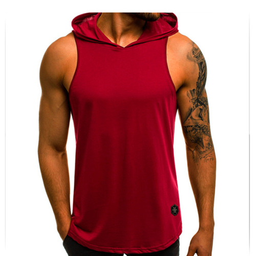 Men's Sleeveless Hoodie T-Shirt Muscle Sweatshirt Summer Cool Hoodie Top Gym Sports Slim Fitness Hoodie Sweatshirt