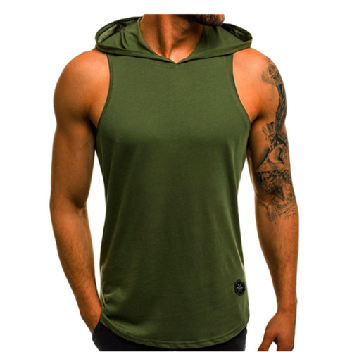 Men's Sleeveless Hoodie T-Shirt Muscle Sweatshirt Summer Cool Hoodie Top Gym Sports Slim Fitness Hoodie Sweatshirt