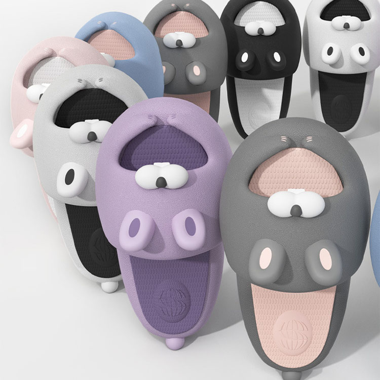 Cute cartoon Moji rabbit - soft soled Daddy shoes - indoor non-slip platform slippers - home EVA slippers