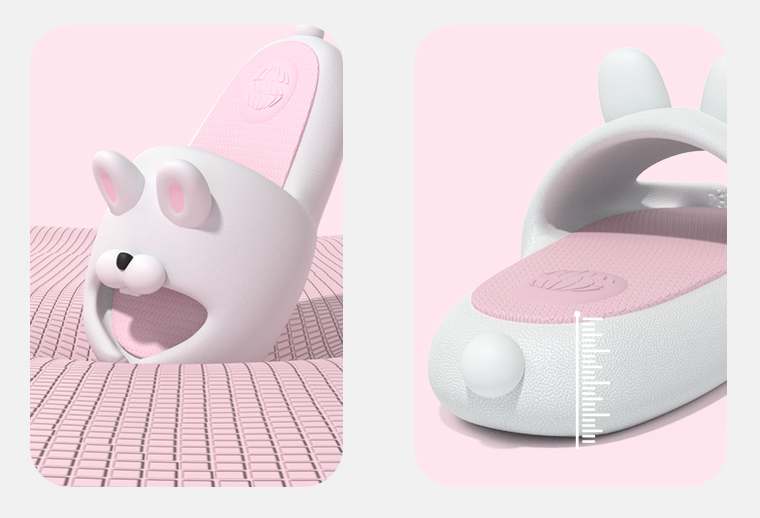 Cute cartoon Moji rabbit - soft soled Daddy shoes - indoor non-slip platform slippers - home EVA slippers