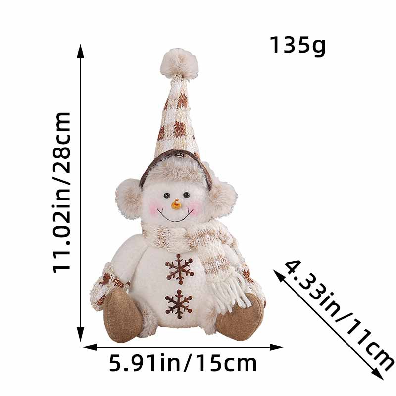 Christmas Snowman figure - Warm brown knit doll - living room sofa home decoration