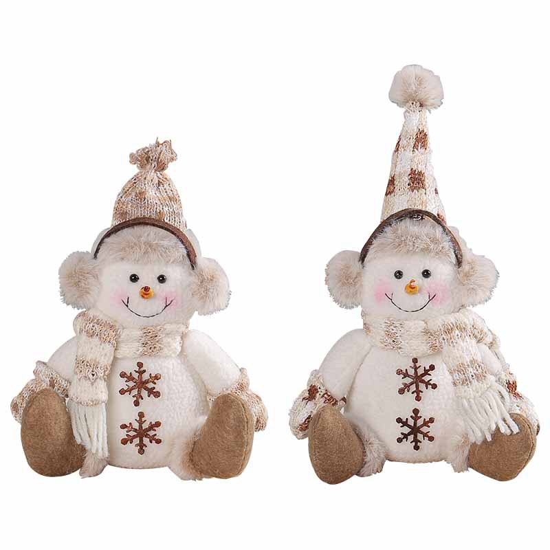 Christmas Snowman figure - Warm brown knit doll - living room sofa home decoration