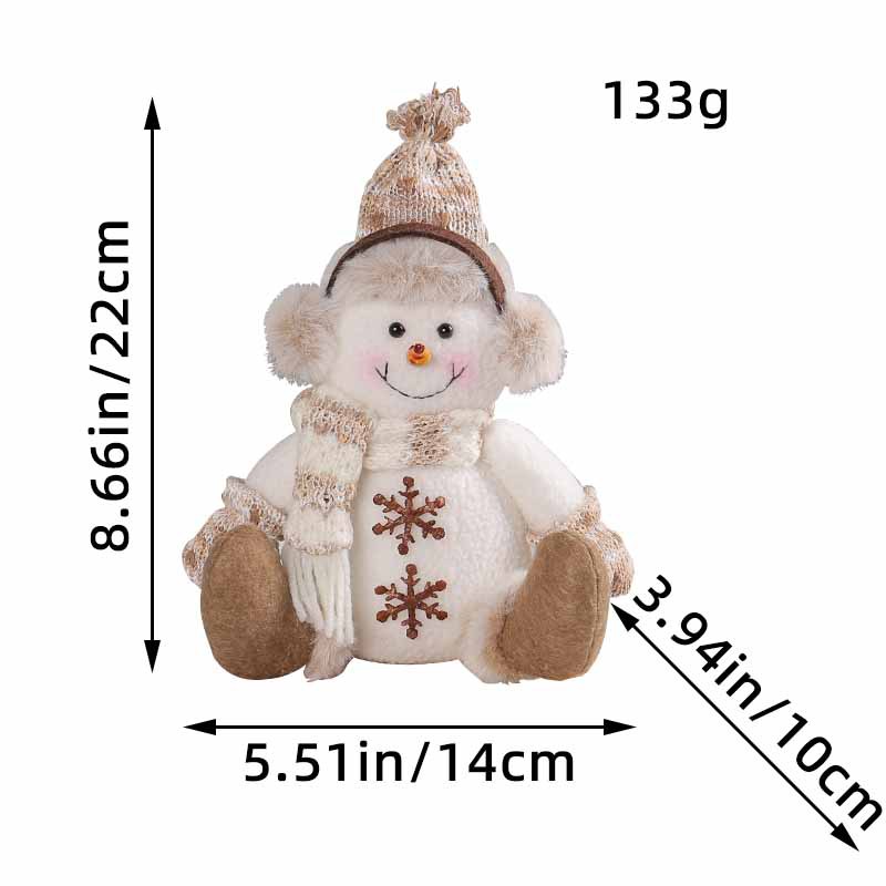 Christmas Snowman figure - Warm brown knit doll - living room sofa home decoration