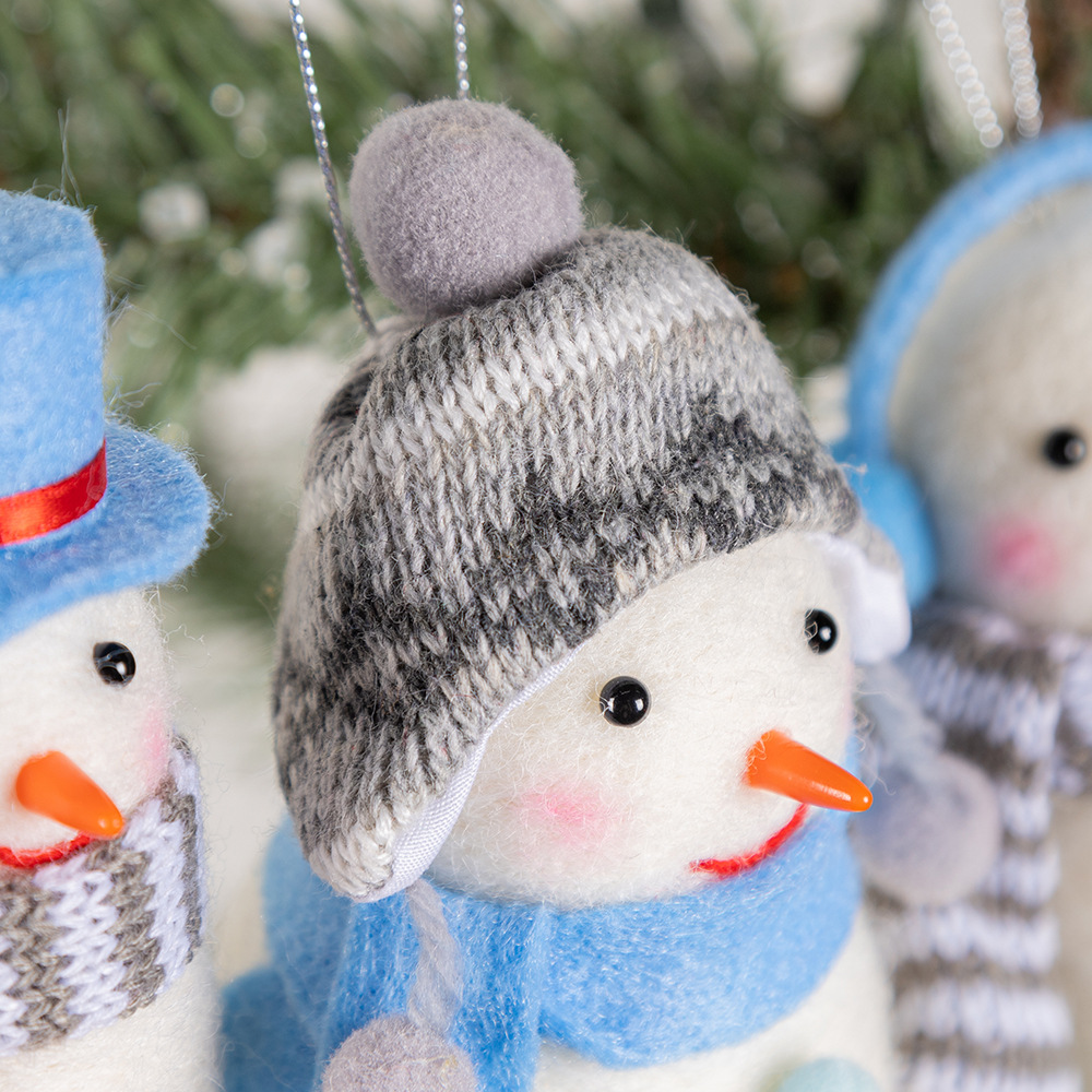 Christmas Gift - Felted Snowman doll - Small gift - Christmas Tree decoration pendant-three sets