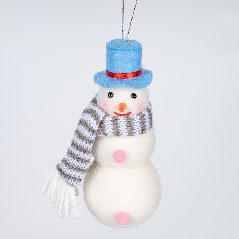 Christmas Gift - Felted Snowman doll - Small gift - Christmas Tree decoration pendant-three sets