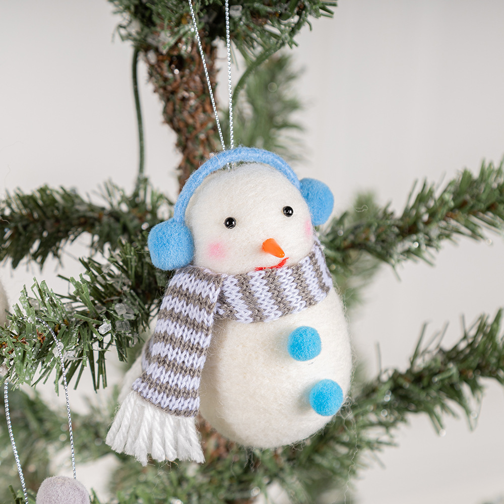 Christmas Gift - Felted Snowman doll - Small gift - Christmas Tree decoration pendant-three sets