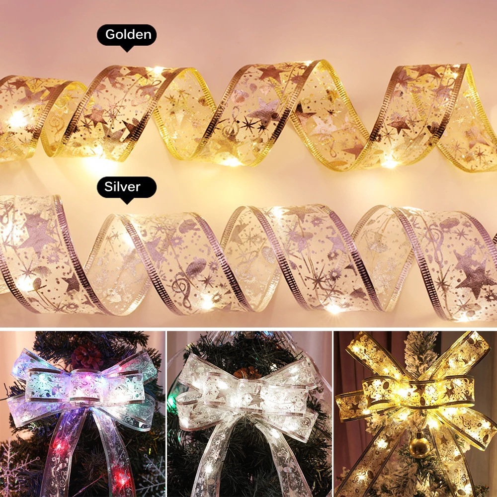 Ribbon light string - Christmas tree decoration light -LED light - satin string light - decorative ribbon