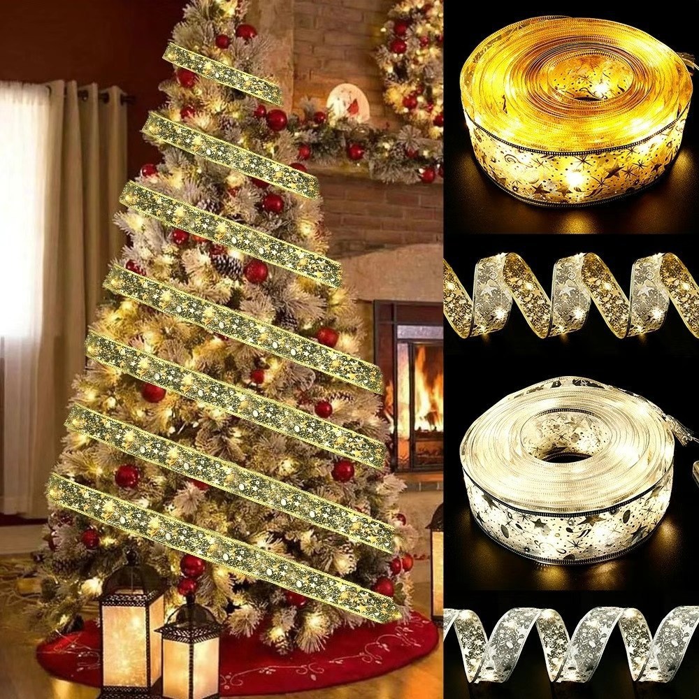 Ribbon light string - Christmas tree decoration light -LED light - satin string light - decorative ribbon