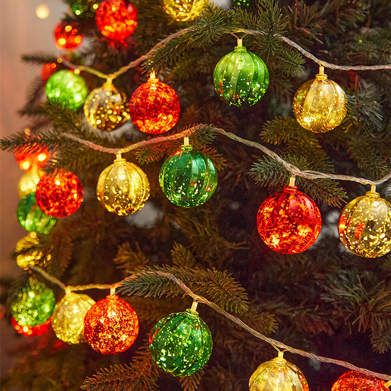 LED Christmas ball light string - Electroplated star pendant - Christmas Tree decoration atmosphere light string 