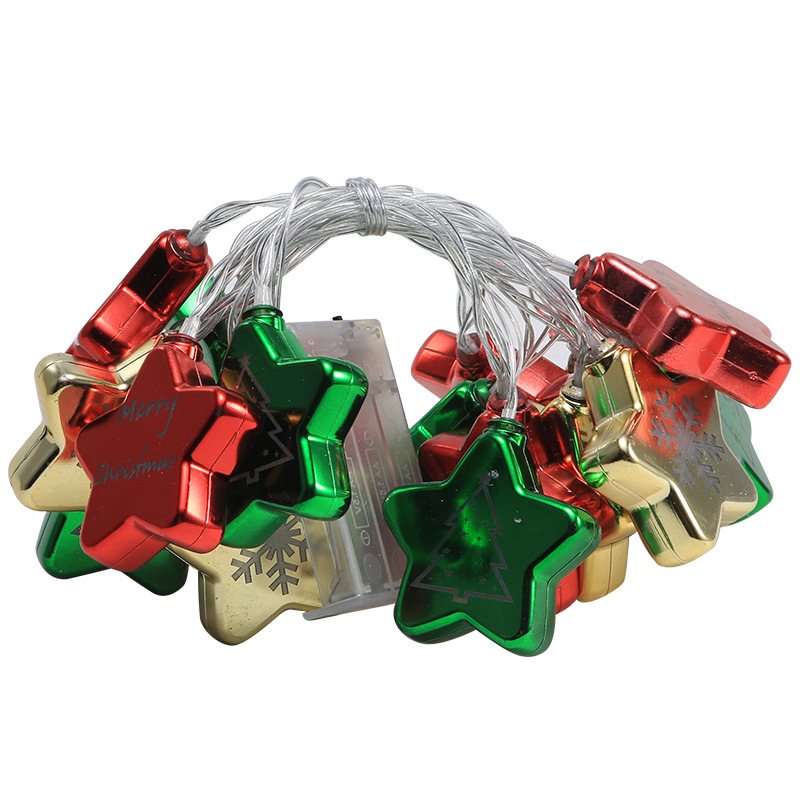 LED Christmas ball light string - Electroplated star pendant - Christmas Tree decoration atmosphere light string 