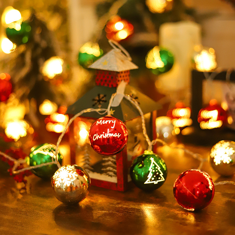 LED Christmas ball light string - Electroplated star pendant - Christmas Tree decoration atmosphere light string 