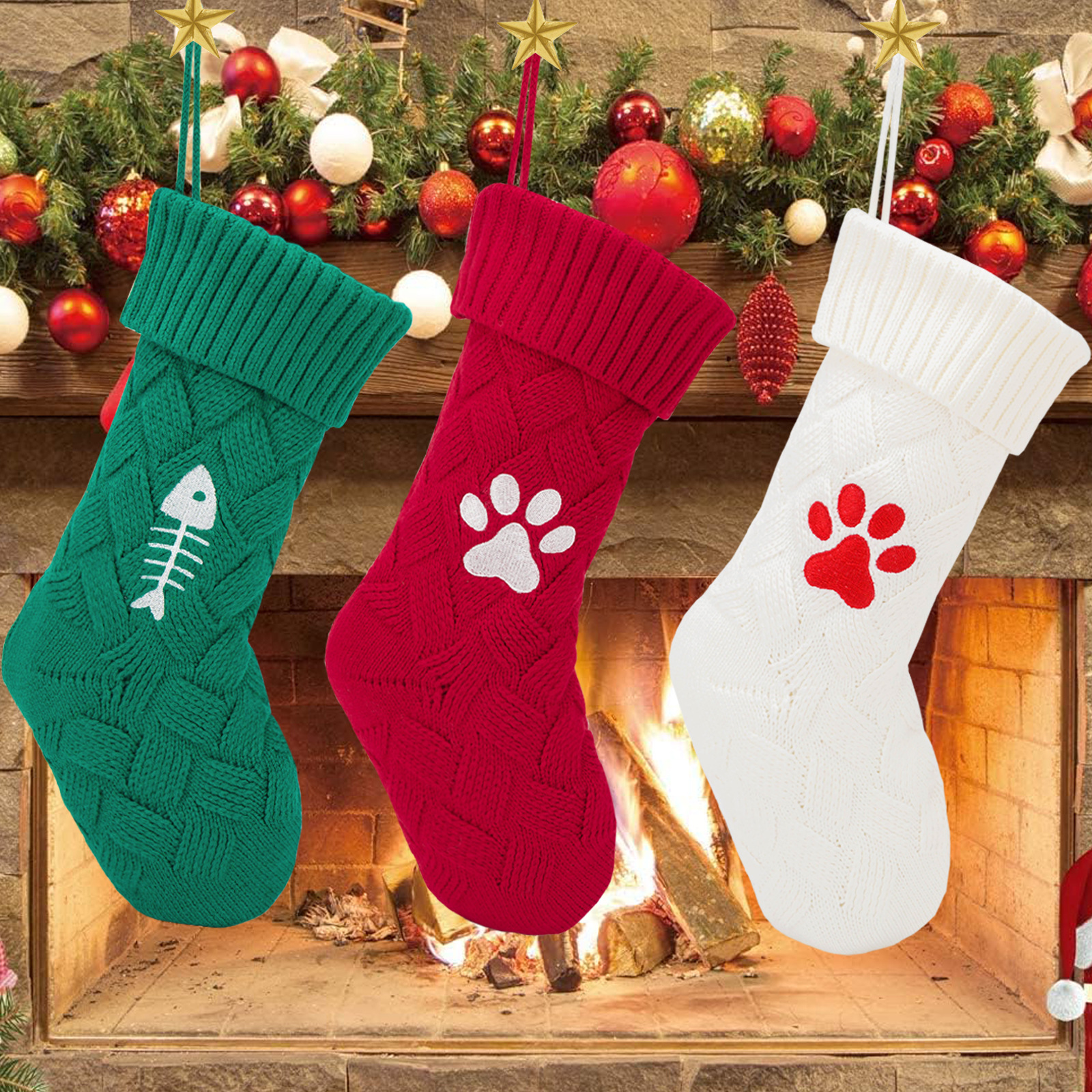 Christmas Socks - New Dog and Cat Christmas knit socks - Christmas Gift Gift Bag - Home Decor