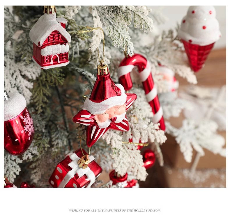 Christmas decorations - Ice cream - Snowman - House - Five-pointed star - Crutches - Combination decorations 