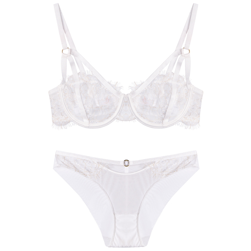 d Sexy Lace Unlined Bra Panty Set Strappy See Through Lingerie Hollow Out Ultra Thin Underwear Sets