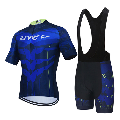 Short-sleeved Bib Shorts Cycling Wear 3D Padded Shorts Sportswear Set Mountain Bike Bicycle Clothes Carton Polyester Blu