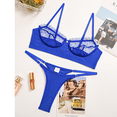 Ruffle Lace Lingerie Sexy Women's Underwear Transparent Bra Party Sets Lace Black Lingerie Bra Underwear Set