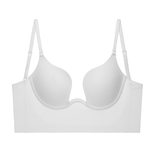 Push Up Bra Backless Women Bras Low Cut Sexy Plunge Brassiere Open Back Wedding Underwear Invisible Seamless Deep U Ling