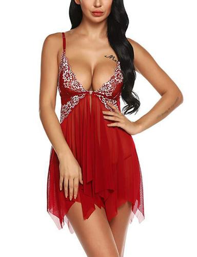 Dropshiping Lingerie for Women Front Closure Babydoll Lace Chemise V Neck Mesh Sexy Babydoll Satin Femme Women Lingerie