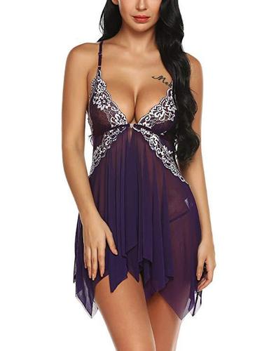 Dropshiping Lingerie for Women Front Closure Babydoll Lace Chemise V Neck Mesh Sexy Babydoll Satin Femme Women Lingerie