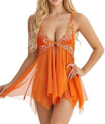 Dropshiping Lingerie for Women Front Closure Babydoll Lace Chemise V Neck Mesh Sexy Babydoll Satin Femme Women Lingerie